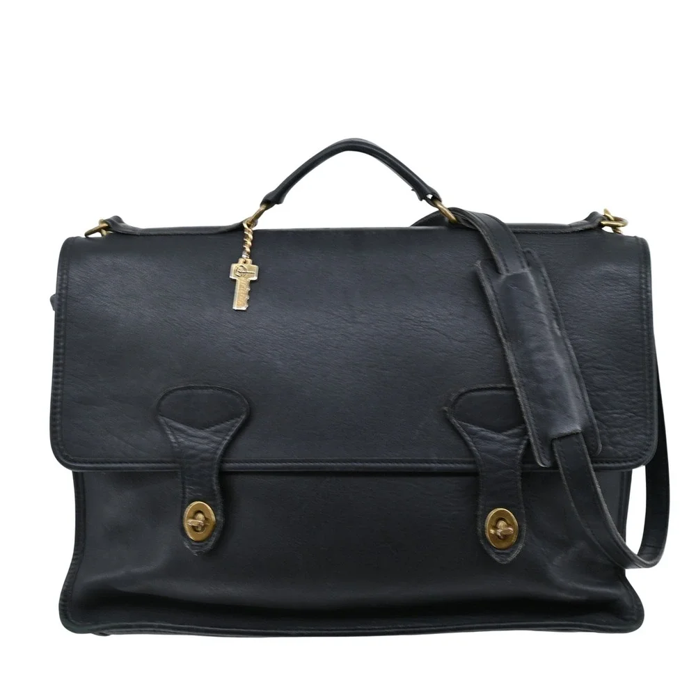 Retail $450 VTG Jack Georges Black Leather Briefcase Messenger Laptop Bag USA